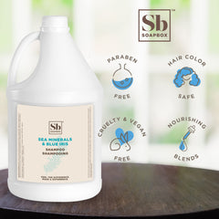 Soapbox Shampoo parfum frais mer et iris bleu