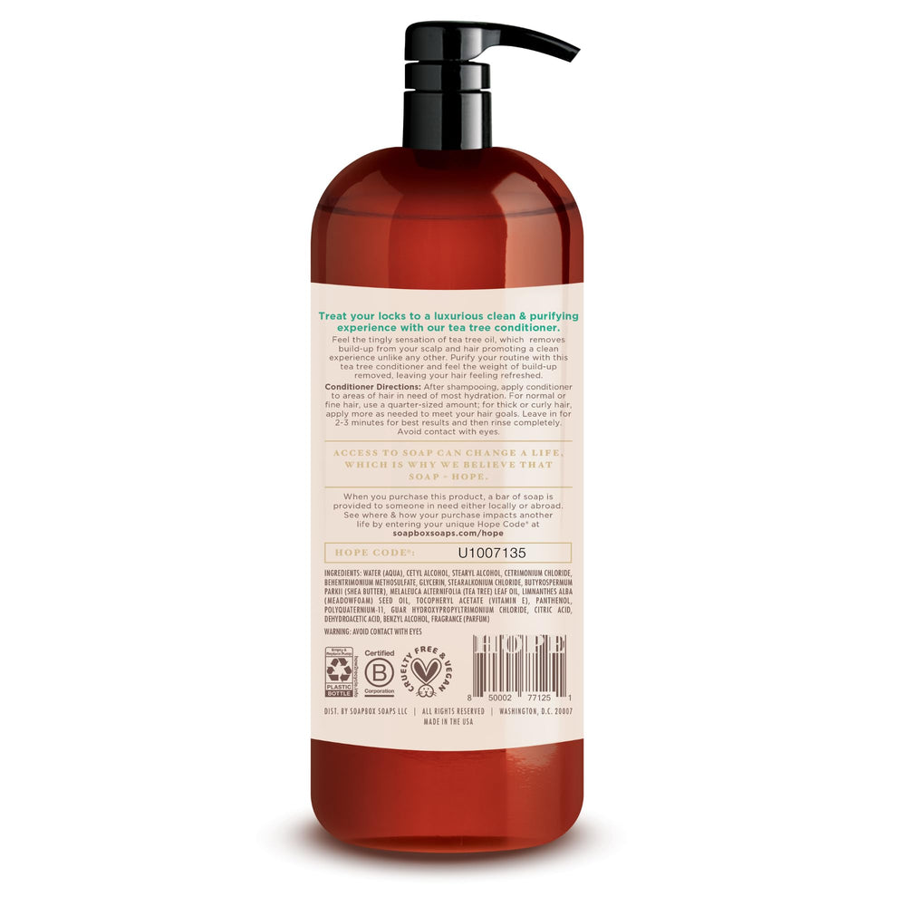 Espuma cremosa de Soapbox Tea Tree Shampoo y Acondicionador para cabello suave.