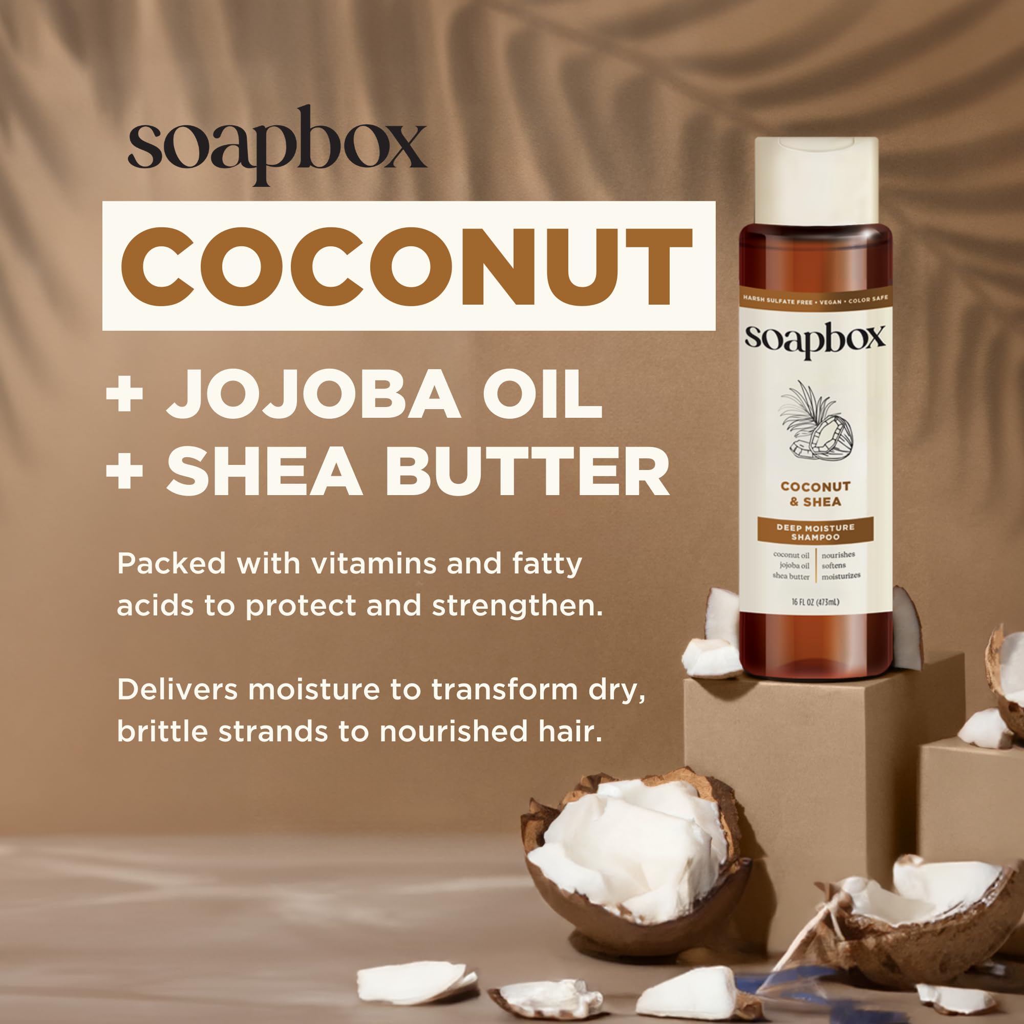 Soapbox acondicionador con aloe y karité para suavidad natural.