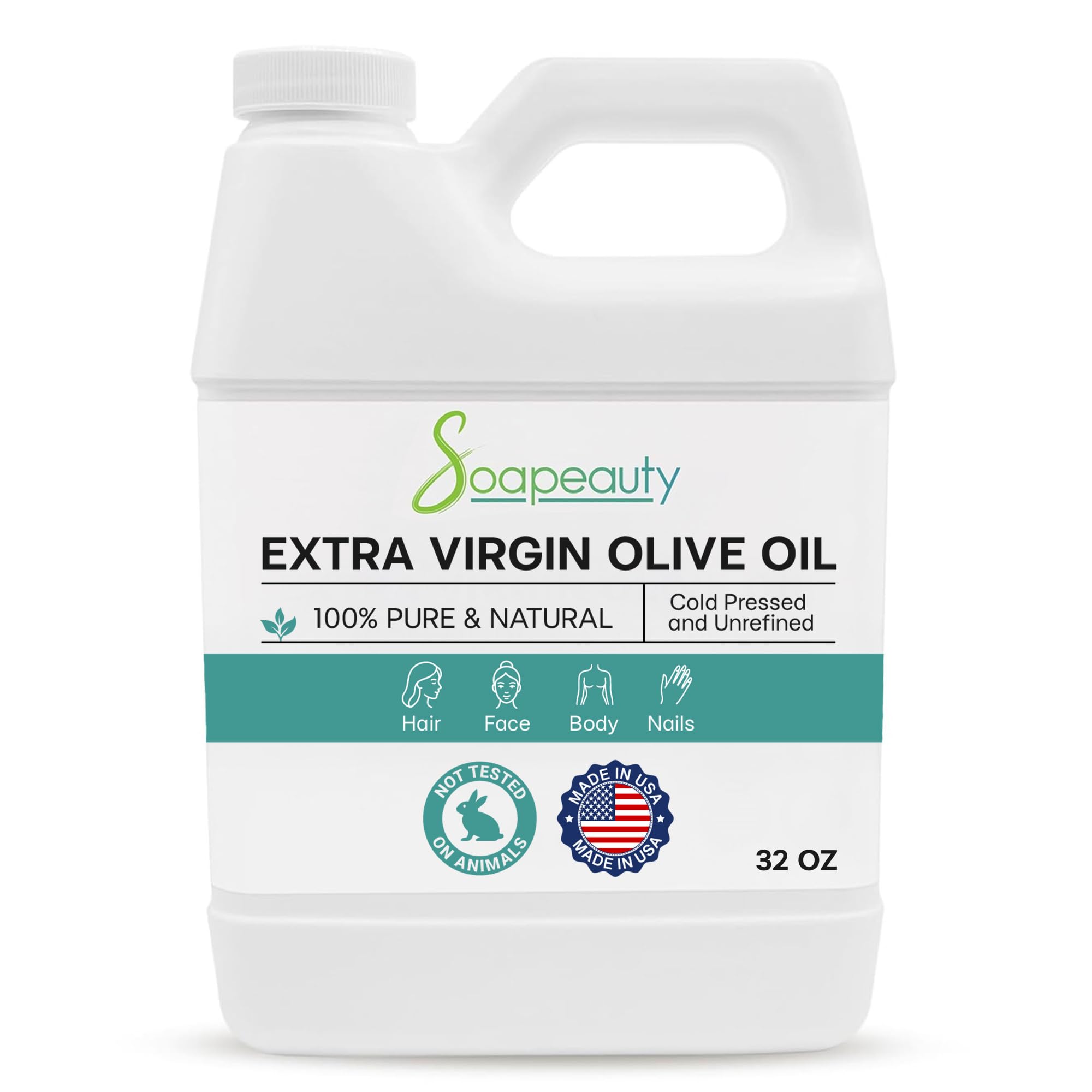 Soapeauty aceite de oliva virgen extra en botella, ideal para masajes y uso cosmético