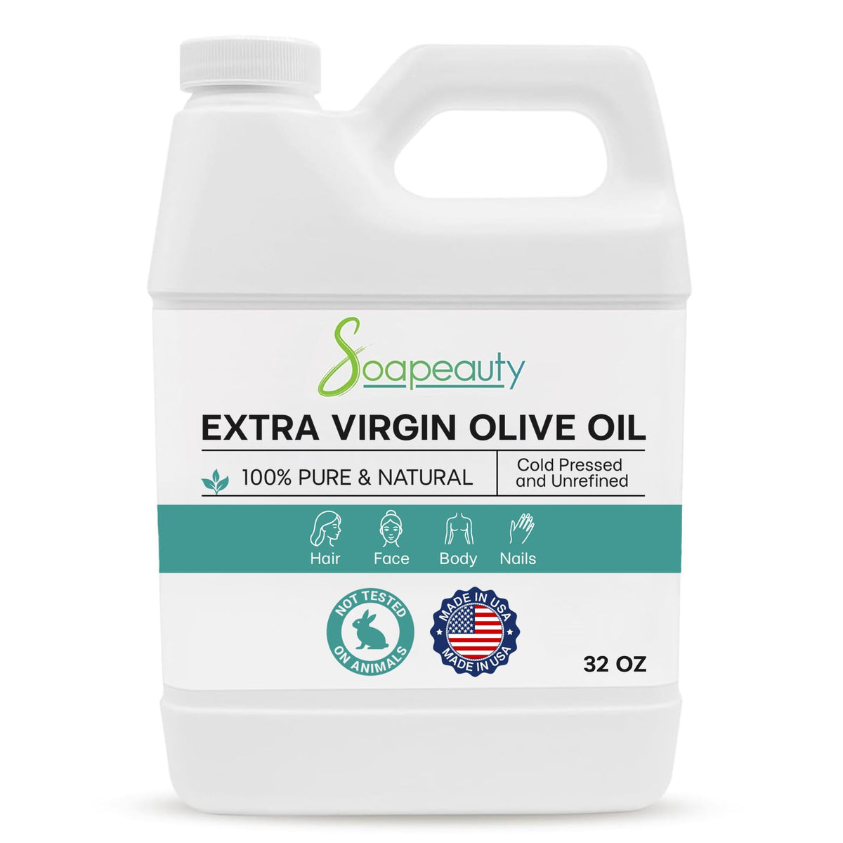 Soapeauty aceite de oliva virgen extra en botella, ideal para masajes y uso cosmético