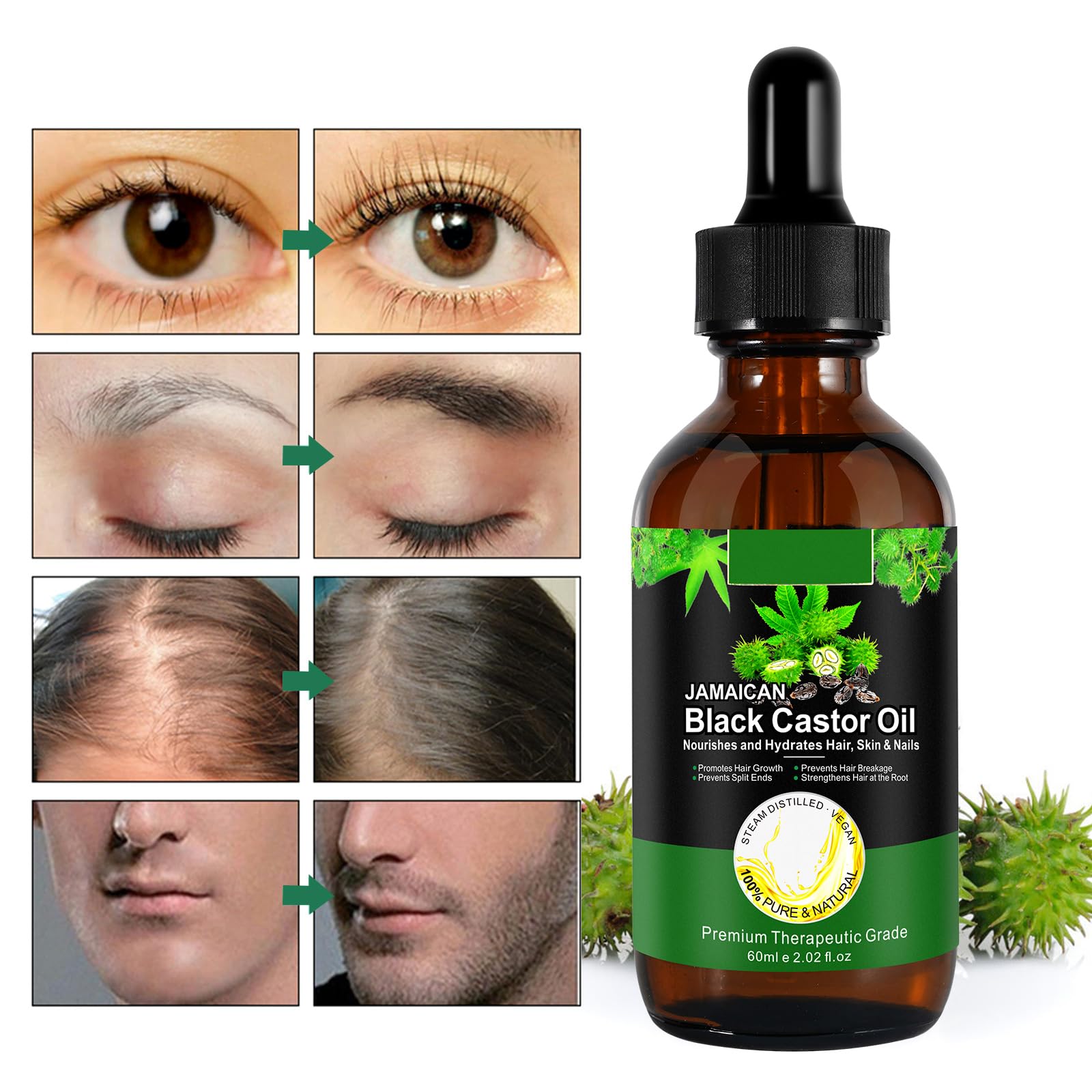 SOCATFOT Aceite de Ricino Jamaicano para uso en cabello, fomentando crecimiento y brillo natural.