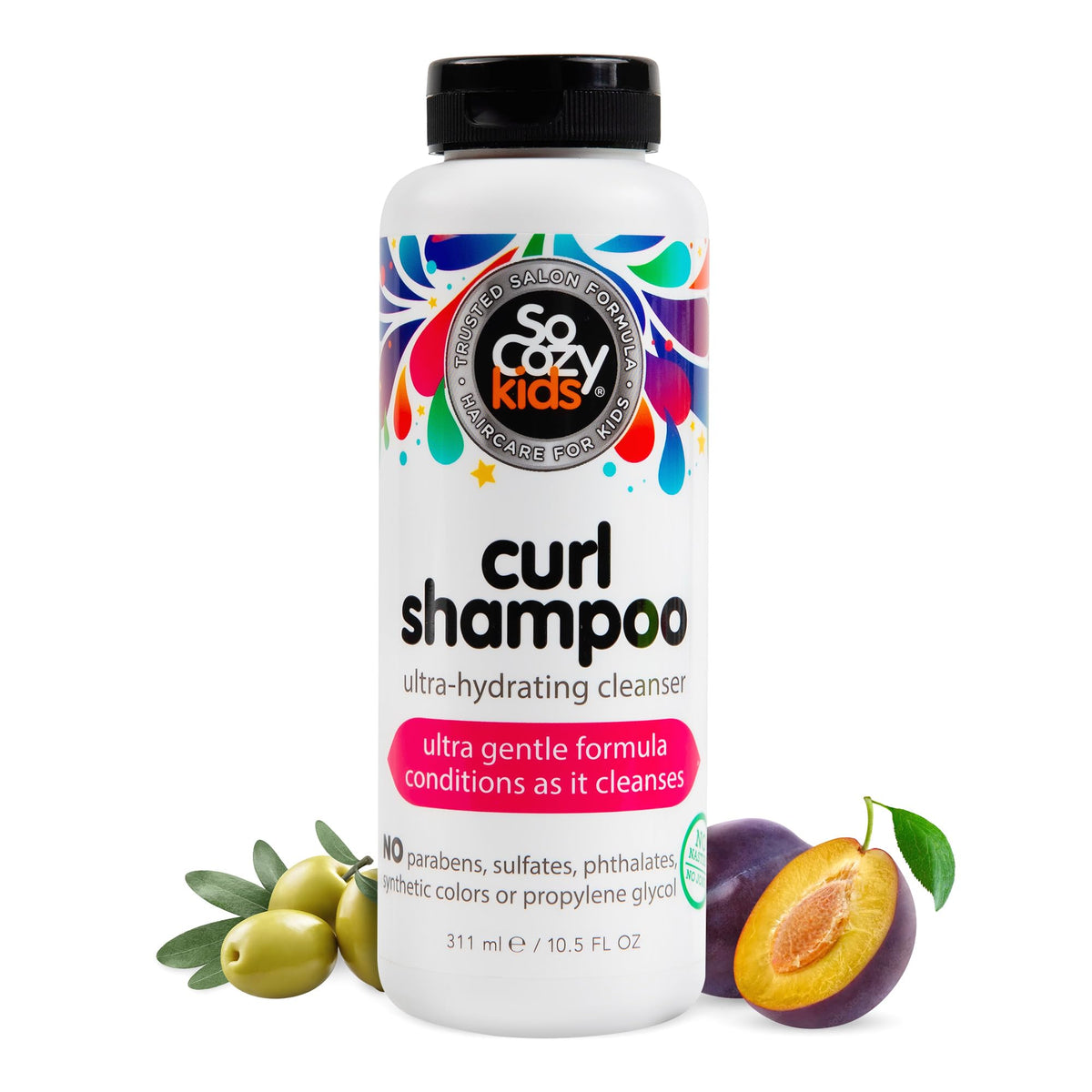 SoCozy Curl Shampoo: botella hidratante para rizos infantiles.