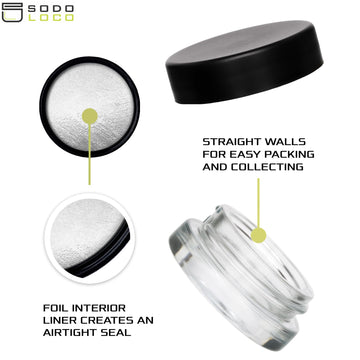 Frasco vidrio grueso 7ml, base pesada, diseño compacto para mostradores.