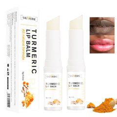 Soelegant exfoliante labial de cúrcuma en un empaque compacto para viaje.