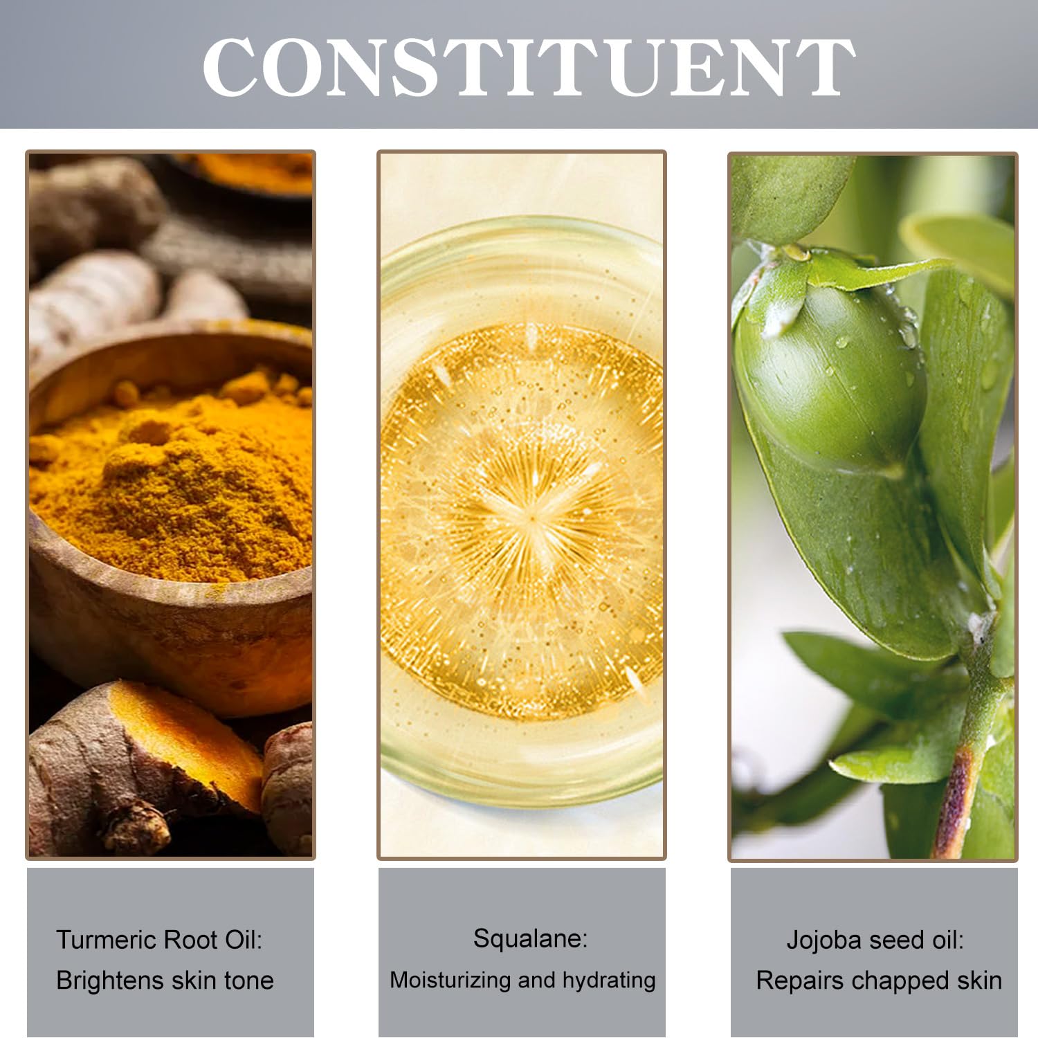 Soelegant ingredientes de cúrcuma, clave para el cuidado de labios.