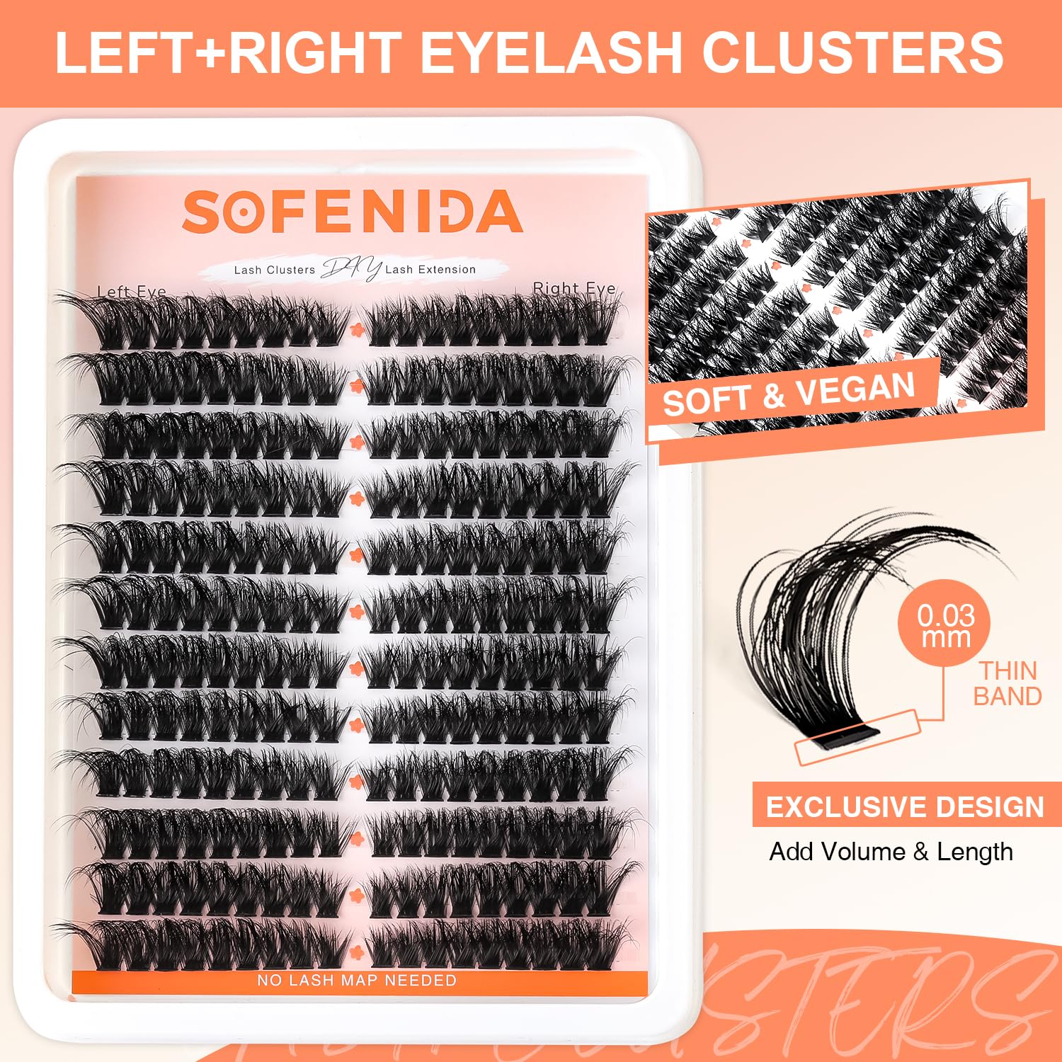 SOFENIDA Clusters tacto suave fibra ligera para ojos cómodos
