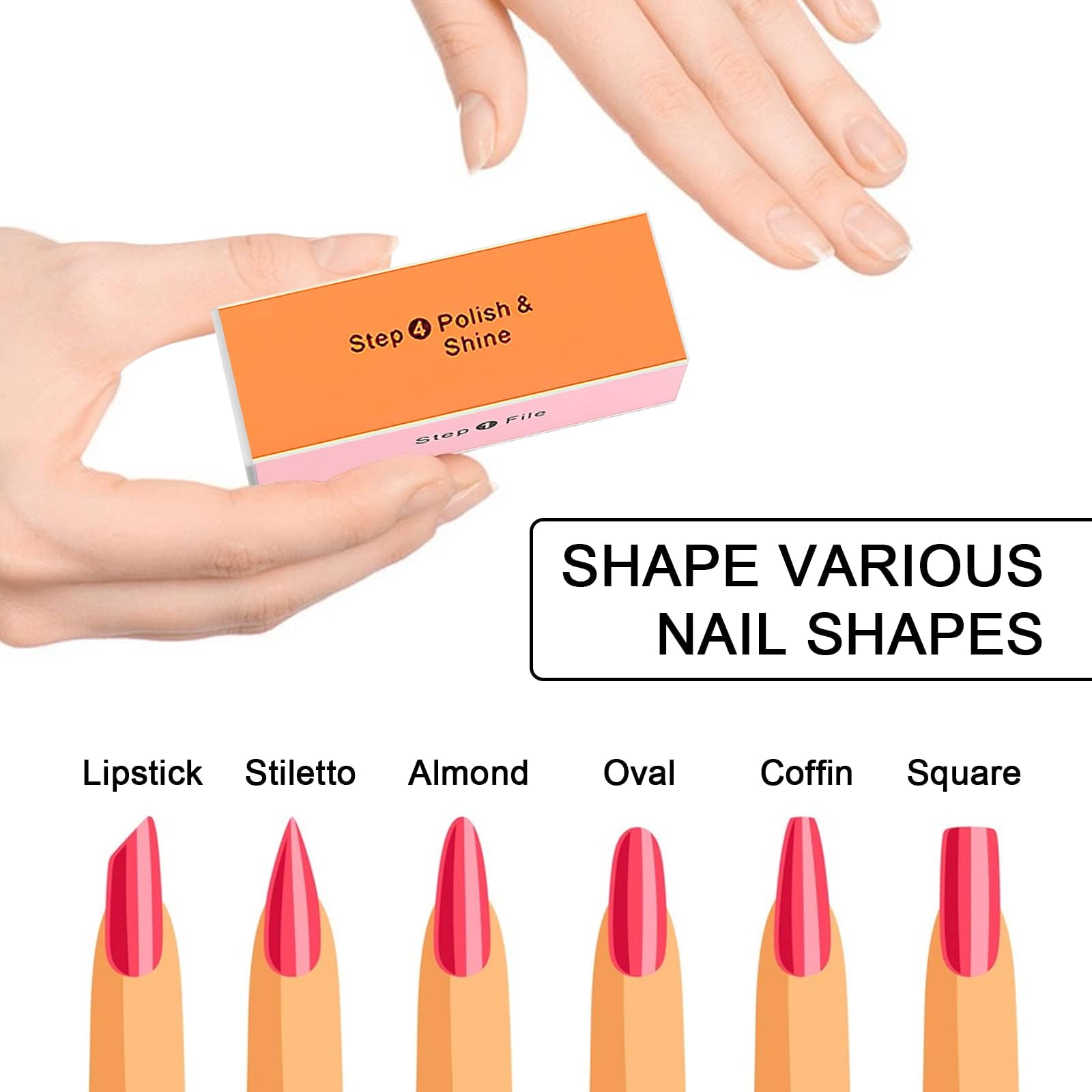 Dimensiones del bloque Soft 'N Style, tamaño compacto para manicura.