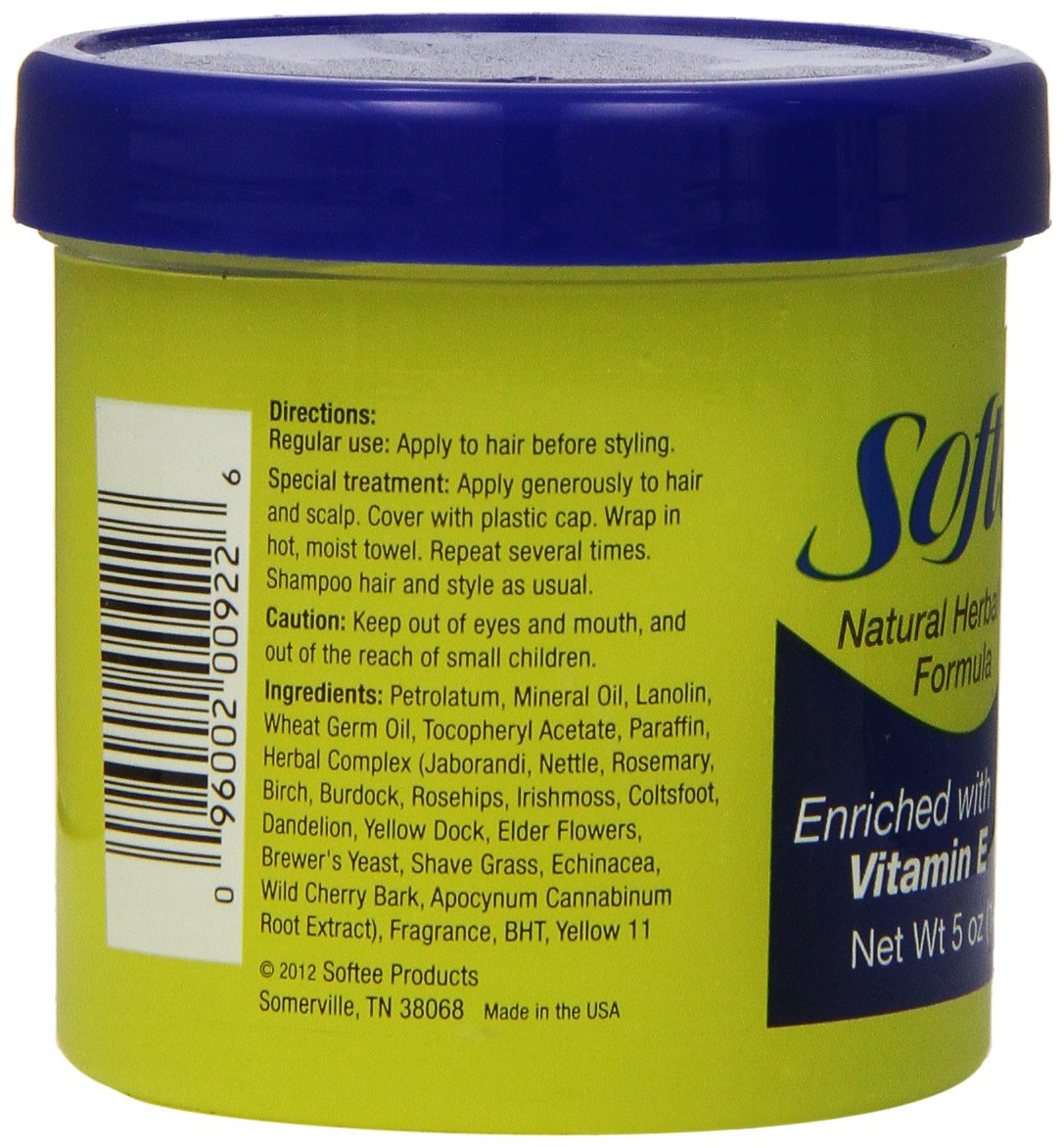 Softee Alimento Capilar con Vitamina E, aplicación en palma para manejo fácil.