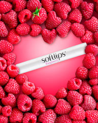 SoftLips bálsamo frambuesa con extracto de té verde para cuidado labial nutritivo.