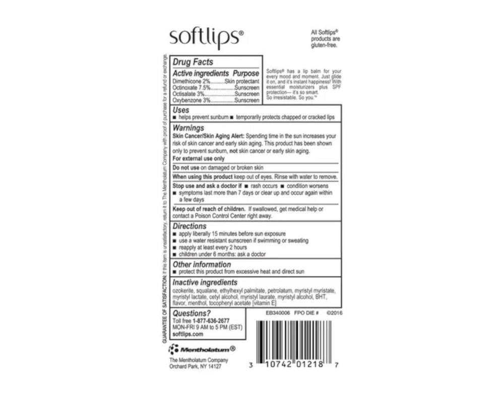 Protección SPF20 para labios, SoftLips vainilla, ideal para uso diario al sol