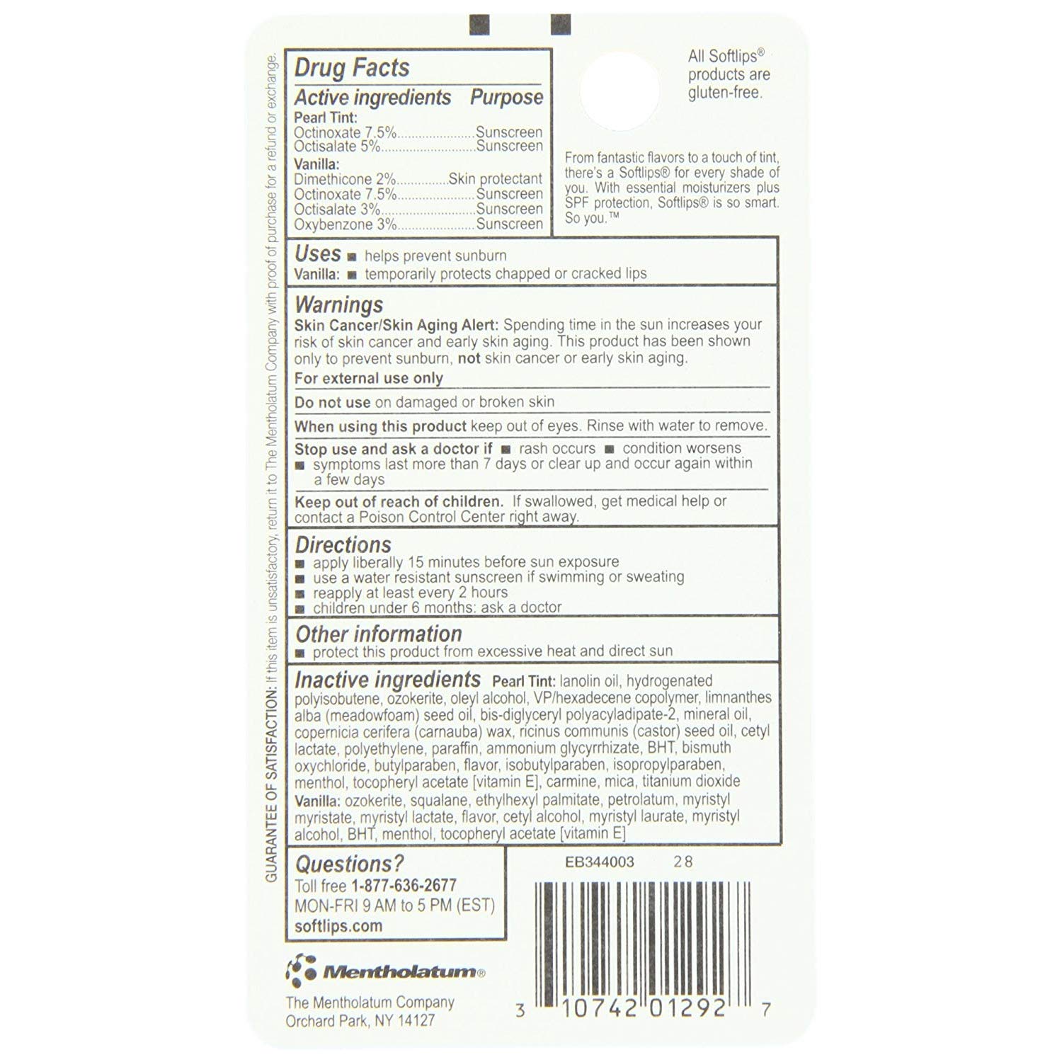 SoftLips vainilla SPF20 para uso diario con aroma suave y protección solar.