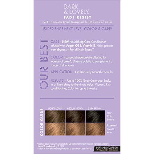 SoftSheen Dark and Lovely, brillo sedoso con argán y vitamina E para cabello suave.