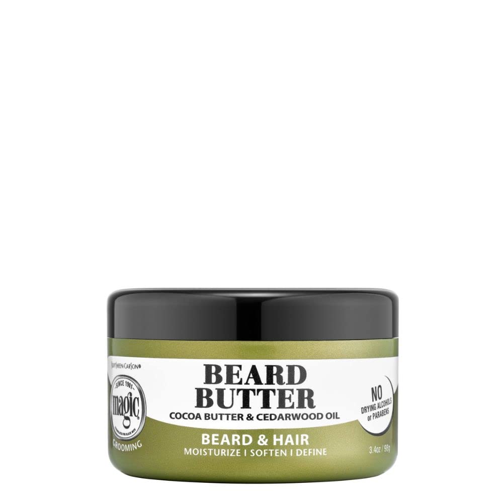 SoftSheen Magic Barba en bote, mantequilla de cacao para hidratación suave.