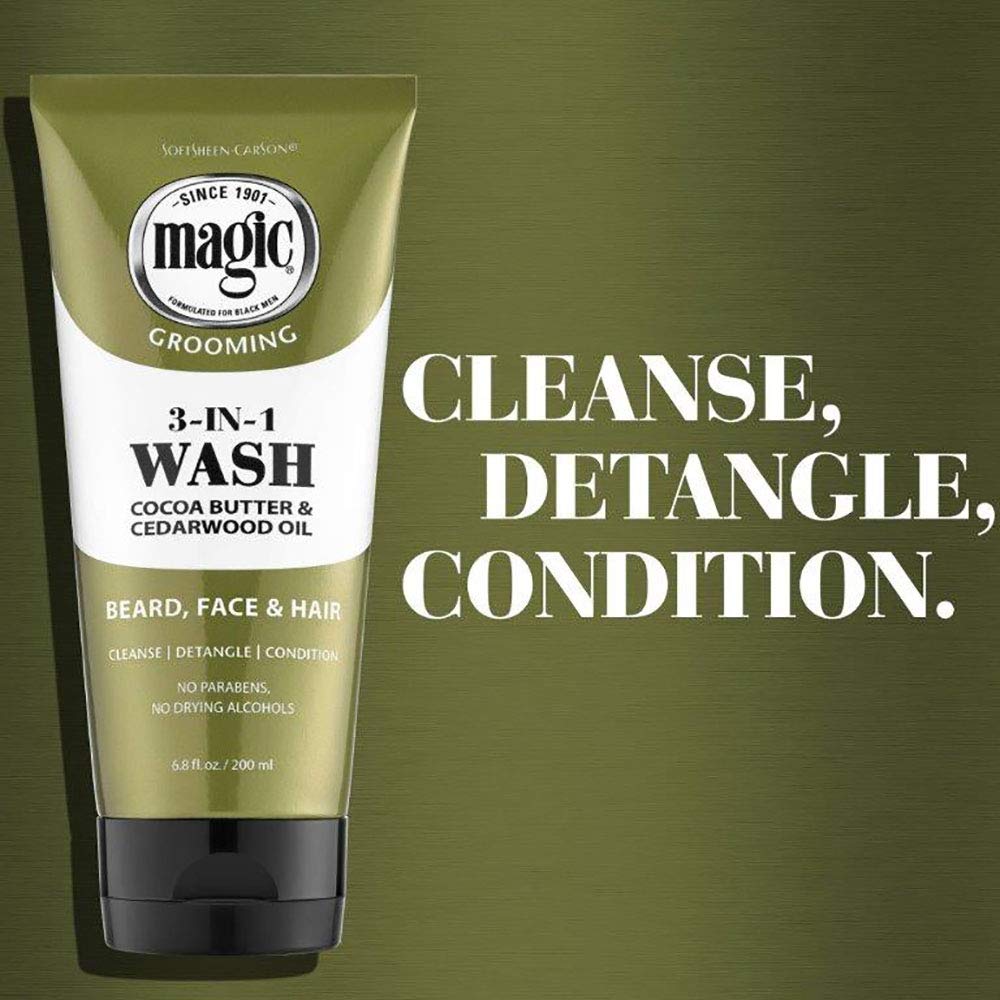 SoftSheen Magic Beard Wash, textura cremosa para una limpieza suave.