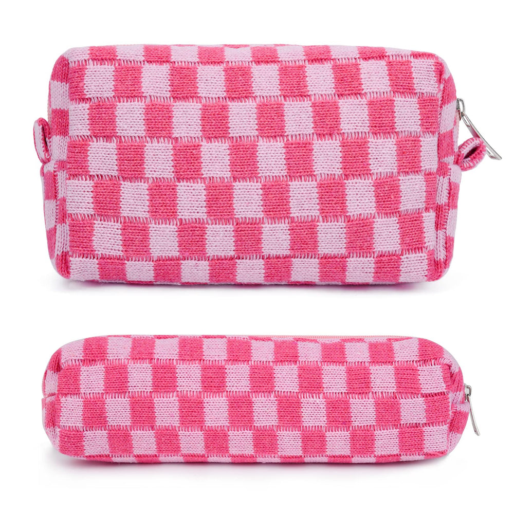 SOIDRAM bolso cosméticos a cuadros rosa para viaje organizado.