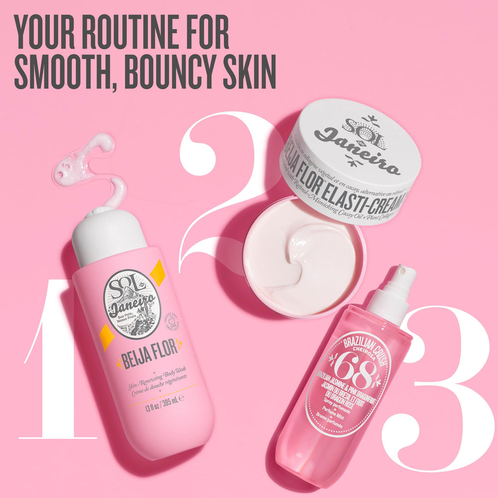 Sol de Janeiro Beija Flor Body Wash foamy lather during shower.