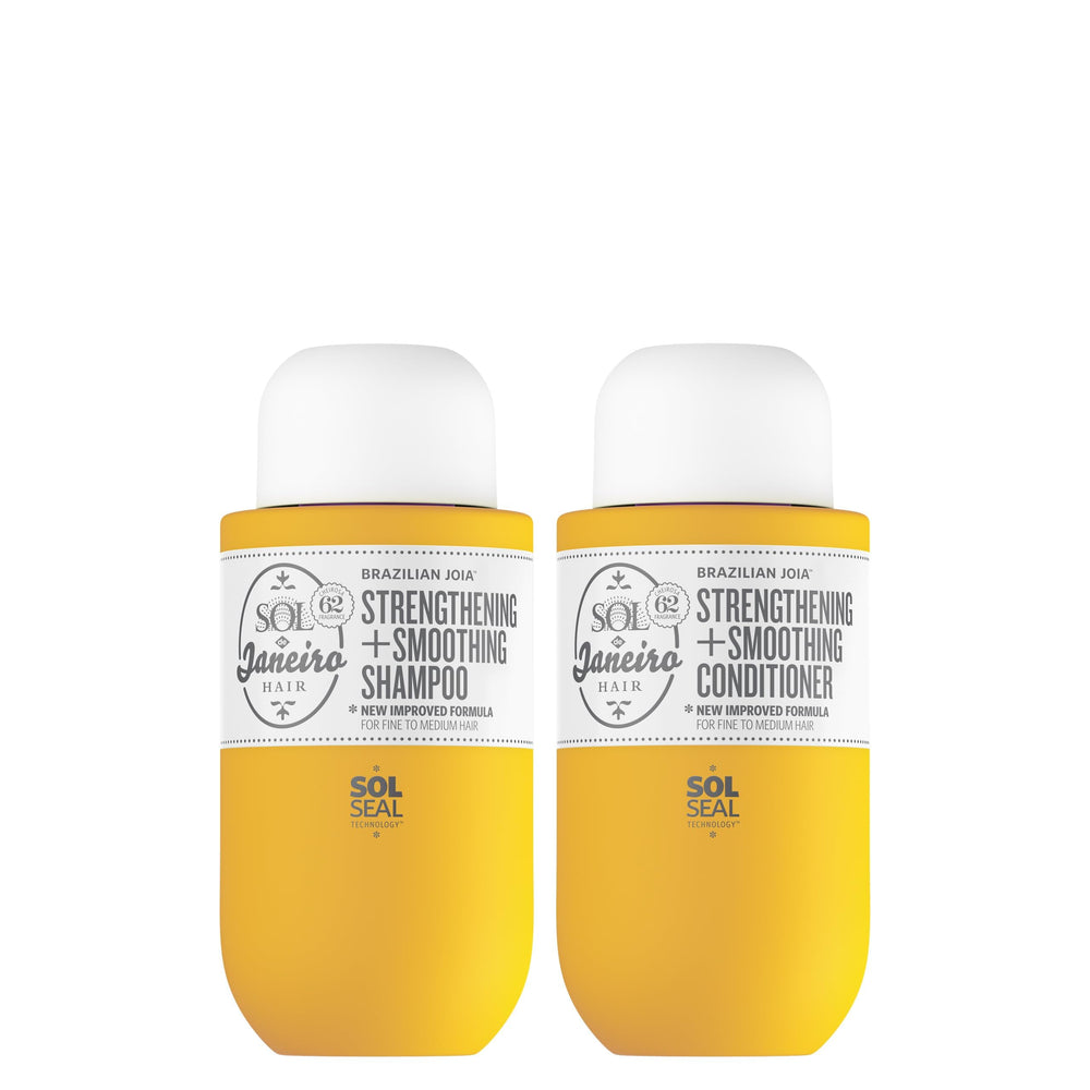 Sol de Janeiro Brazilian Joia shampoo bottle showing damage-repair formula for fine to medium hair.