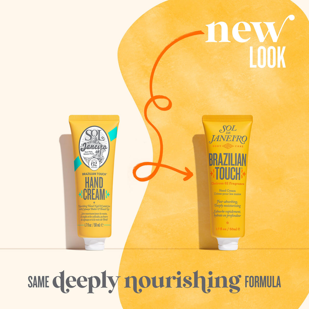 Sol de Janeiro crema de manos, primer plano de textura suave y absorción rápida