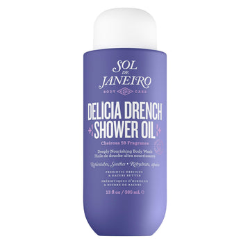 Sol de Janeiro Delicia Drench: botella elegante para hidratación suave durante la ducha.