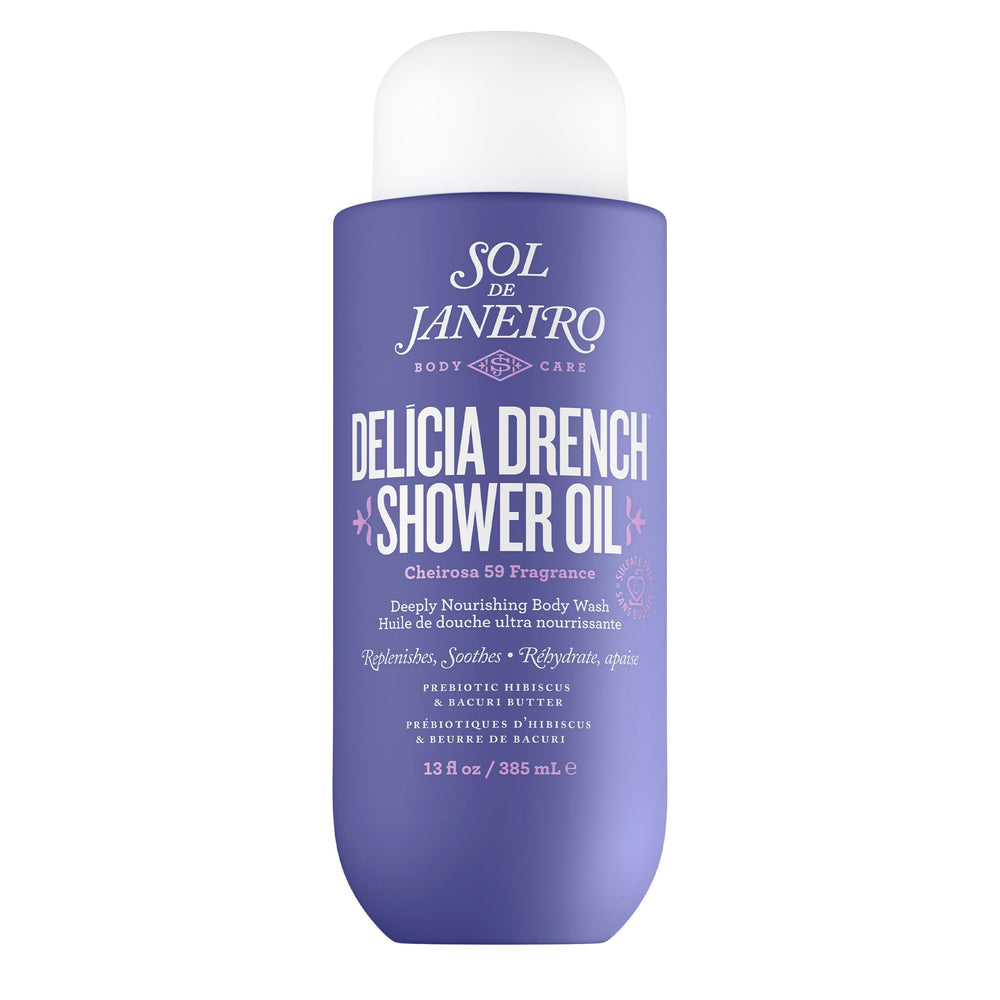 Sol de Janeiro Delicia Drench: botella elegante para hidratación suave durante la ducha.