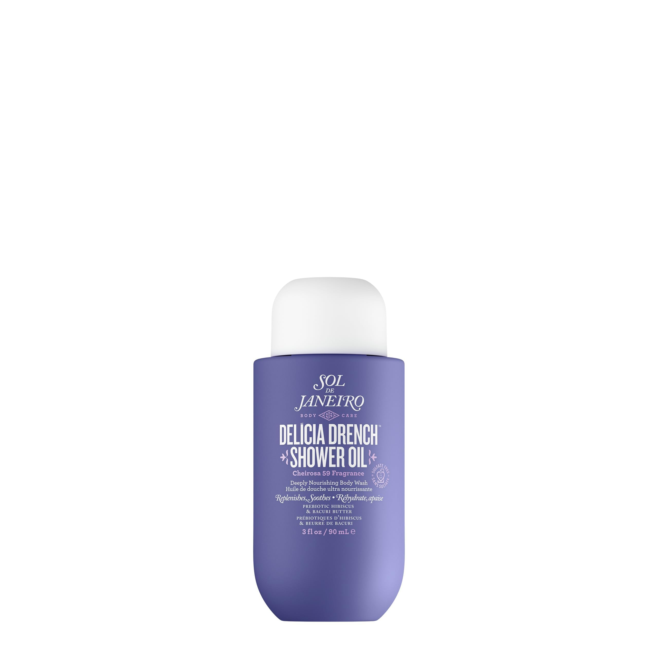 Sol de Janeiro Delicia Drench travel-size bottle shows easy daily hydration
