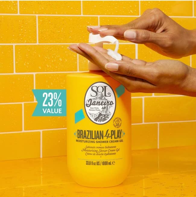 Sol de Janeiro Play envase jumbo con bomba para duchas diarias y rápidas.