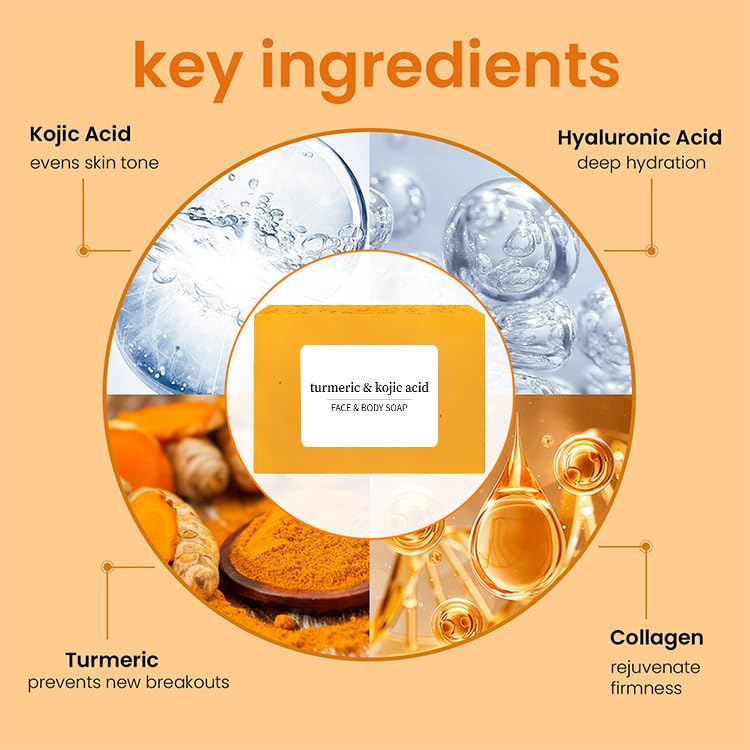 SolaceSkin Jabón Curcuma Limón antioxidantes naturales para piel radiante.