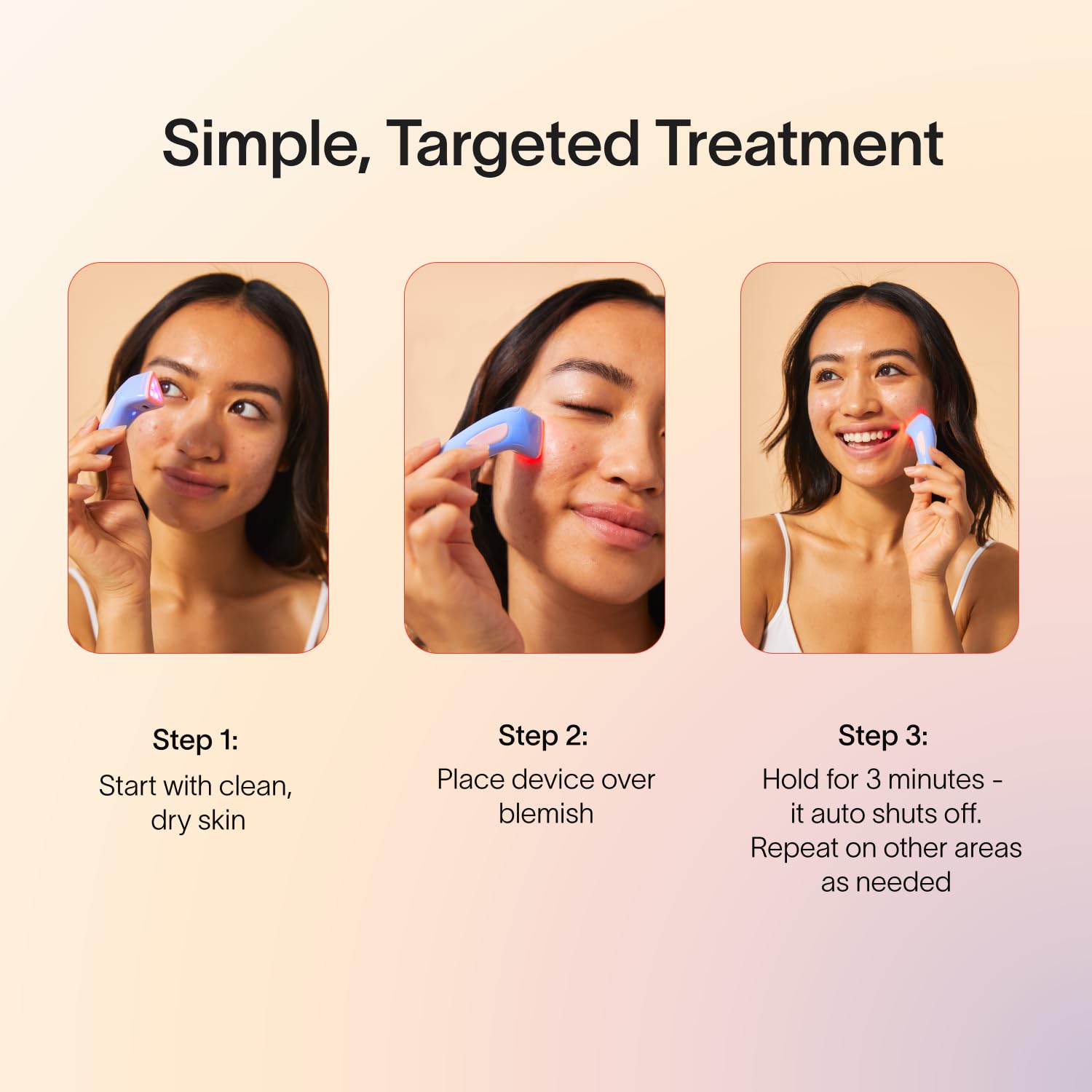 Solawave Bye Acne ayuda a que la piel se vea más calmada tras la sesión.