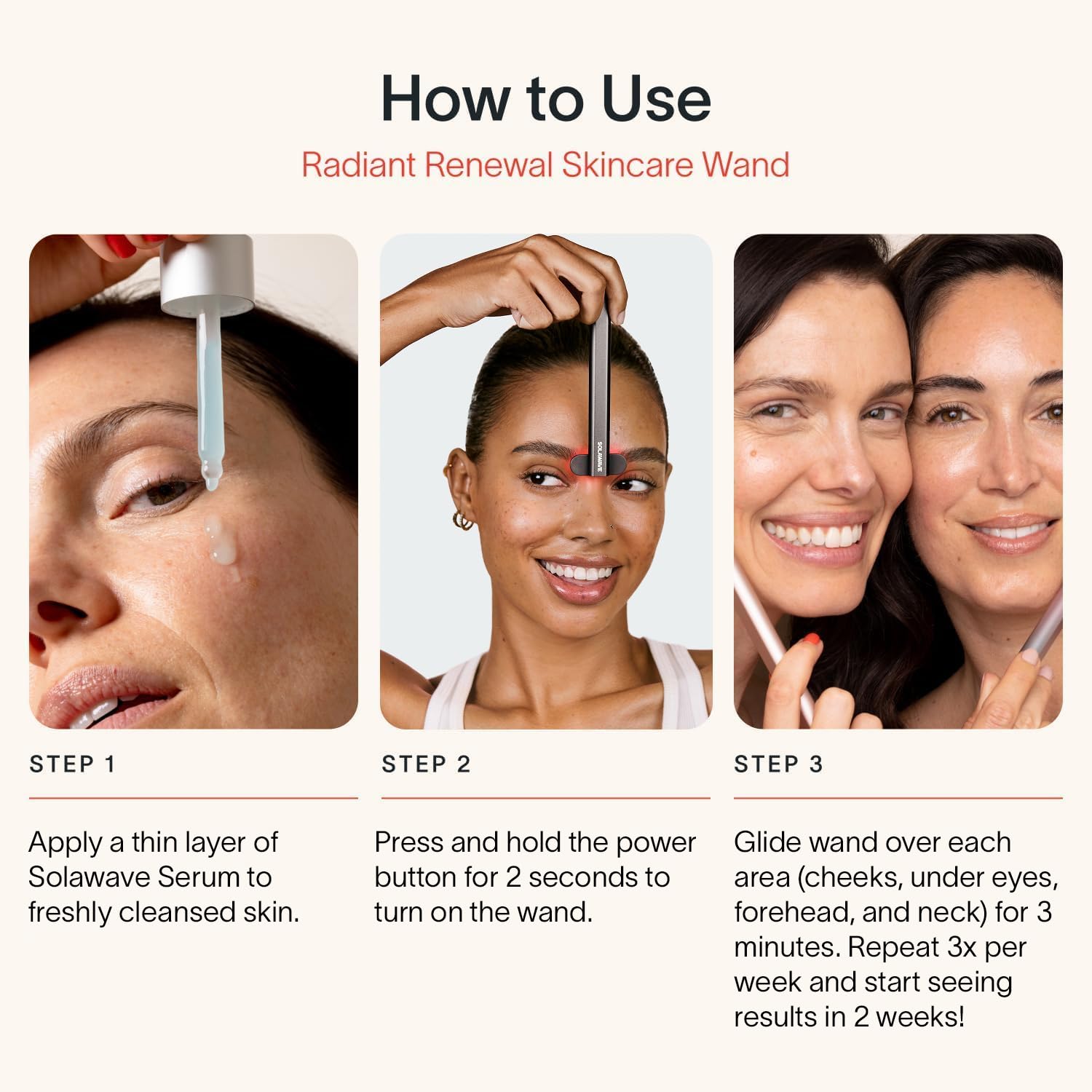 Solawave: tête rotative à 180° pour cibler tout le contour du visage.