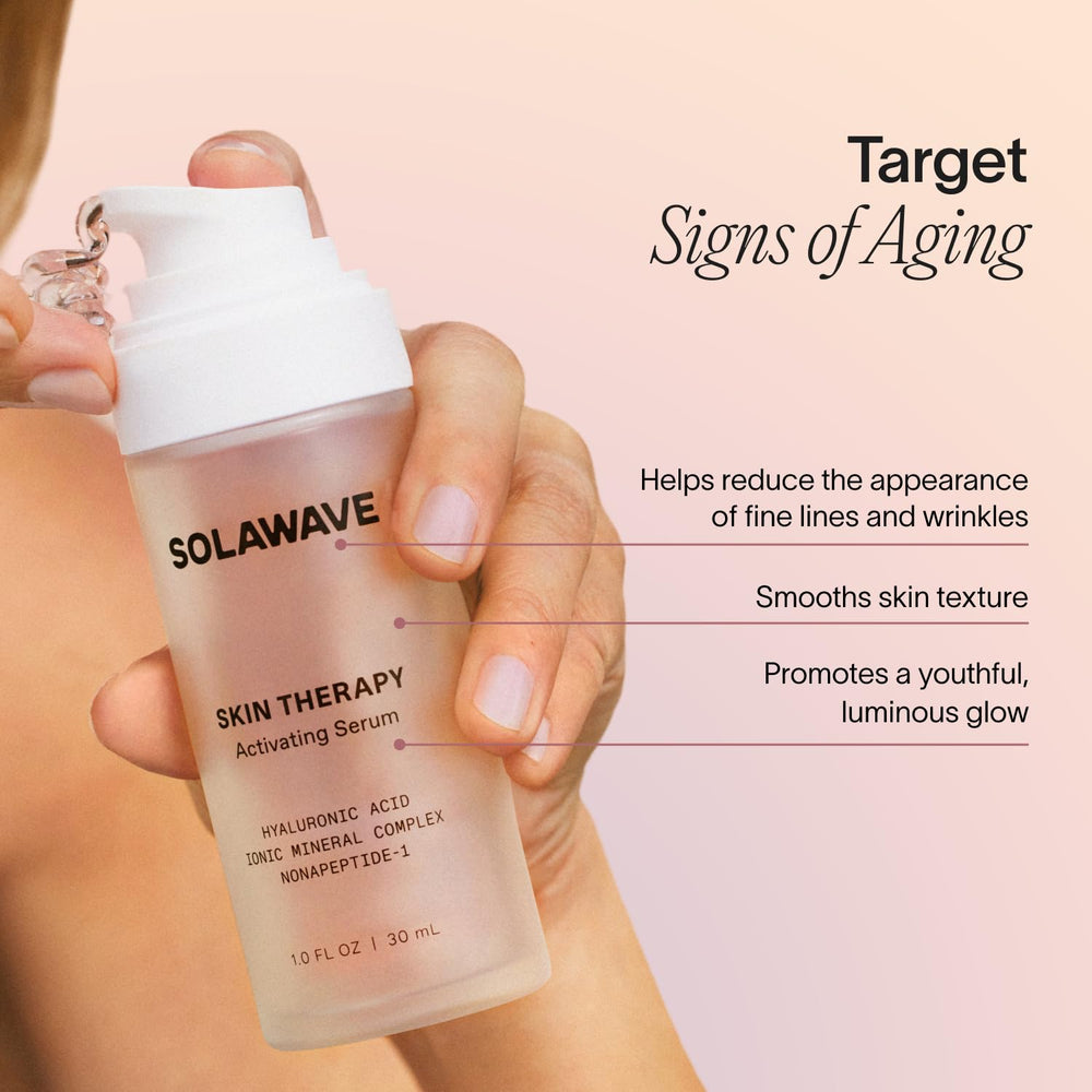 Solawave varita-serum-activador, dispersión hidratante que prepara la piel para el cuidado.