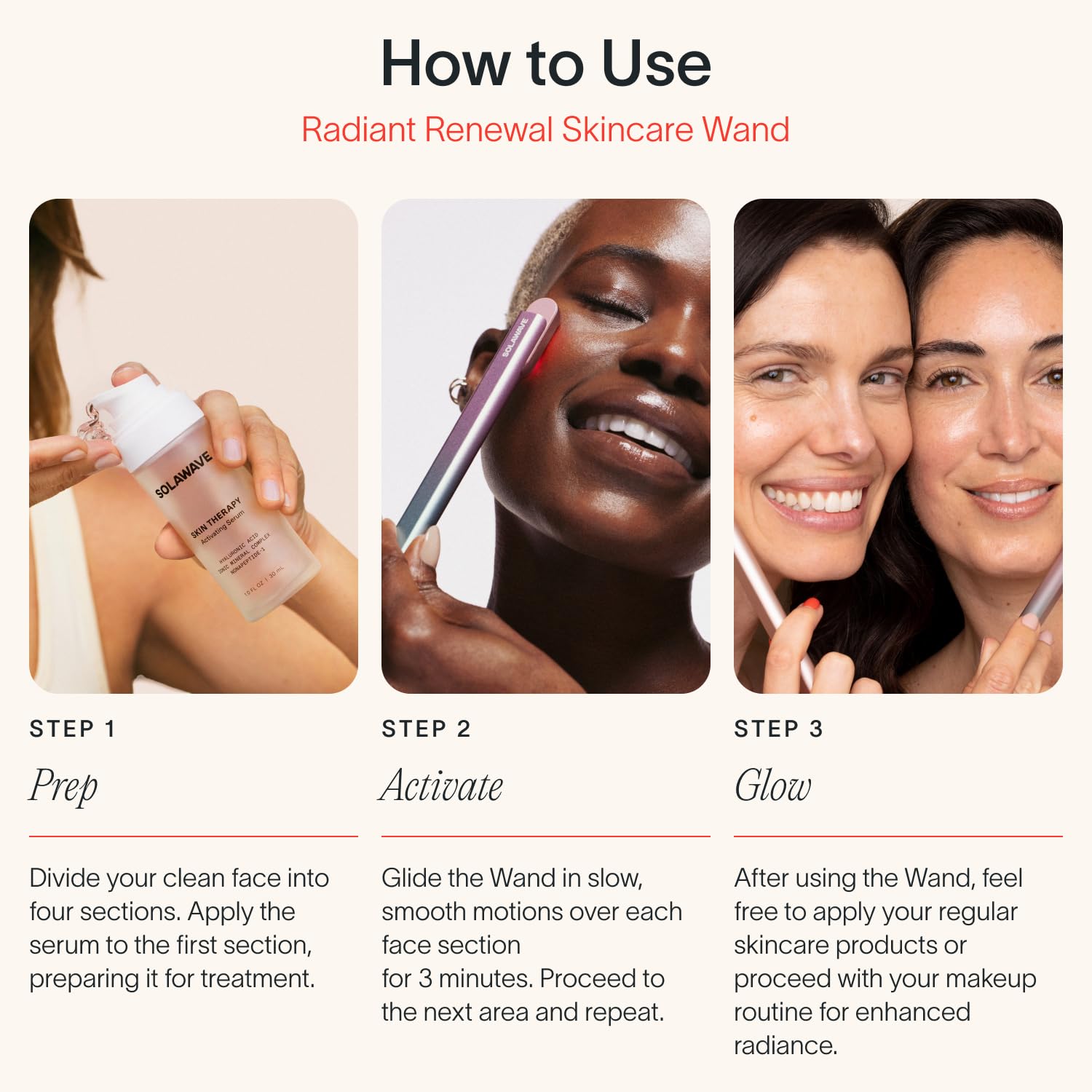 Solawave varita-serum-activador, prueba dermatológica para piel sensible.