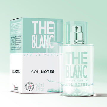 Solinotes White Tea gift box and bottle display, ideal for gifting.