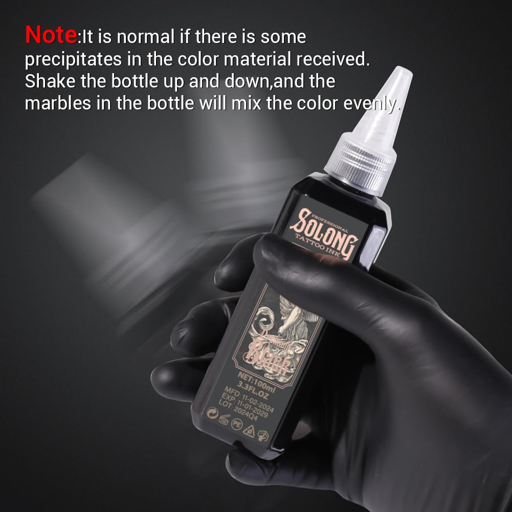 Solong Tattoo Serie S 3.4oz, aplicación estable en piel para proyectos prolongados.