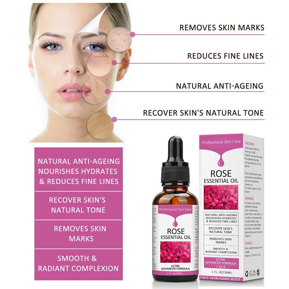 SOLOTREE Aceite de rosa, etiqueta detalle, información de ingredientes