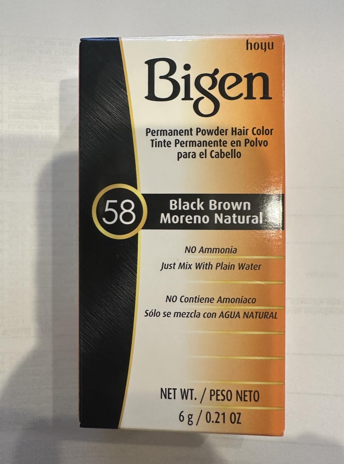 Solstice Bigen polvo de color para cabello 58 negro-marrón, cobertura duradera en casa.
