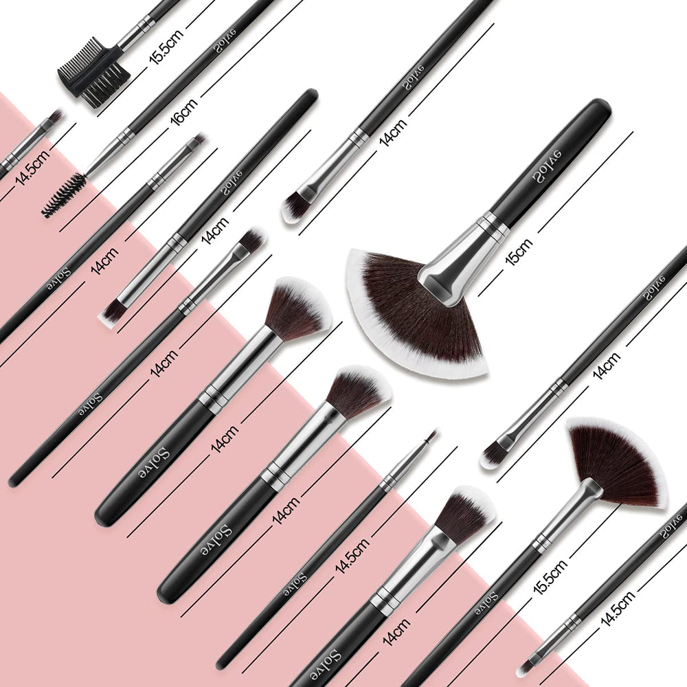 SOLVE brochas maquillaje 32 piezas – fáciles de limpiar para higiene constante.