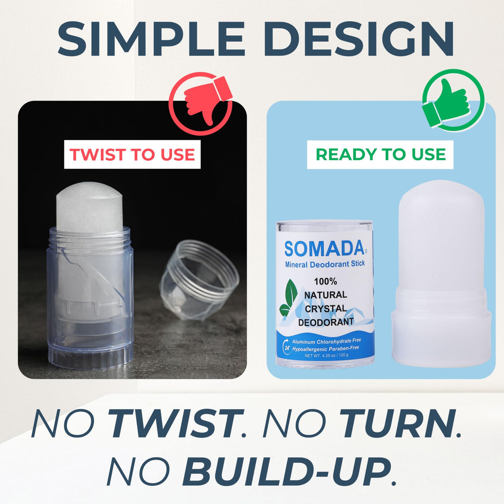 SOMADA desodorante cristal natural, efecto invisible para una apariencia limpia.