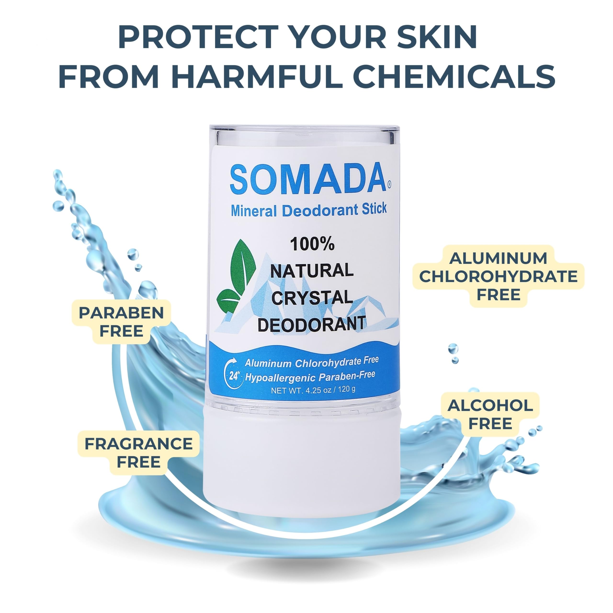SOMADA desodorante cristal envase eco, ayuda a reducir residuos.