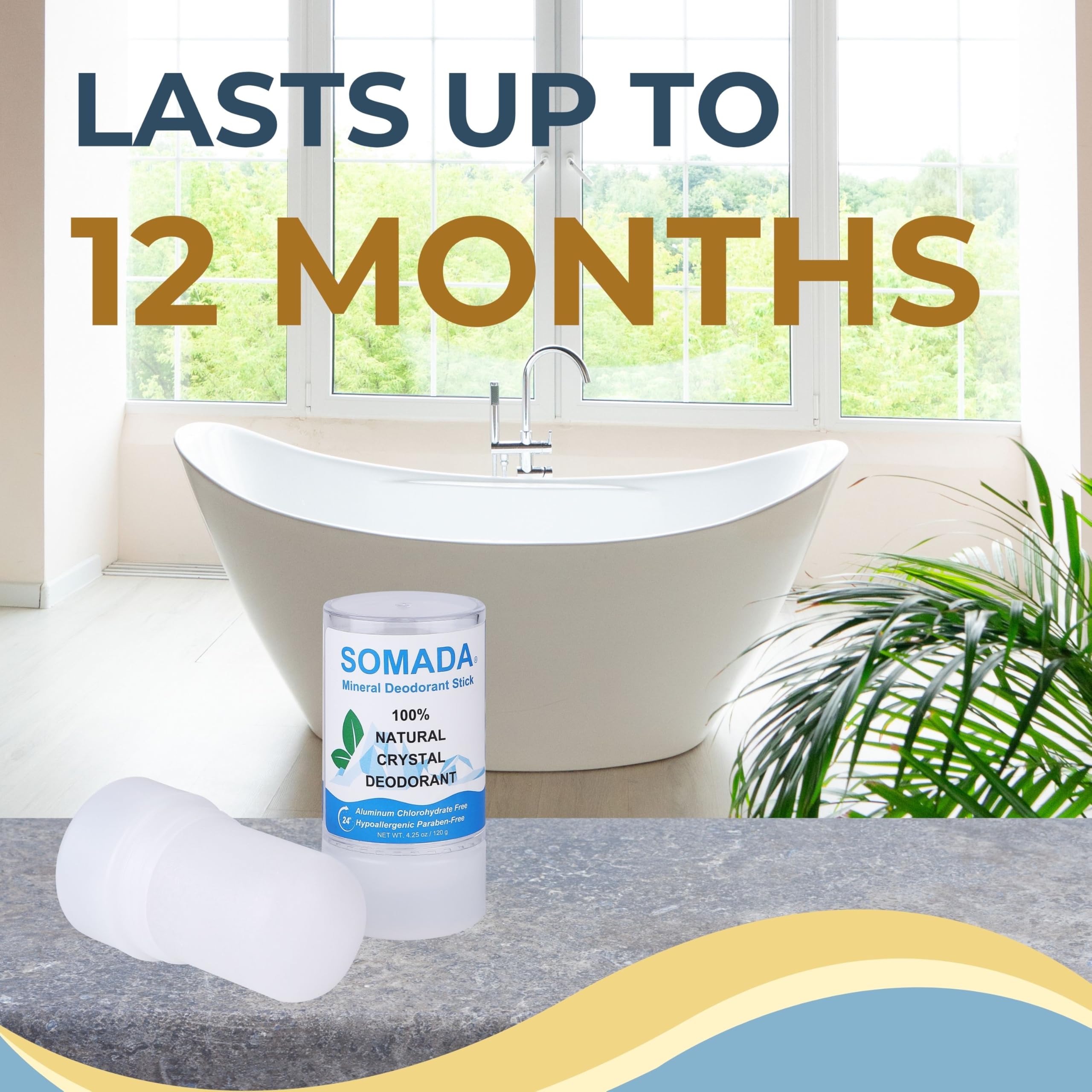SOMADA desodorante cristal ideal para uso diario en hombres y mujeres.