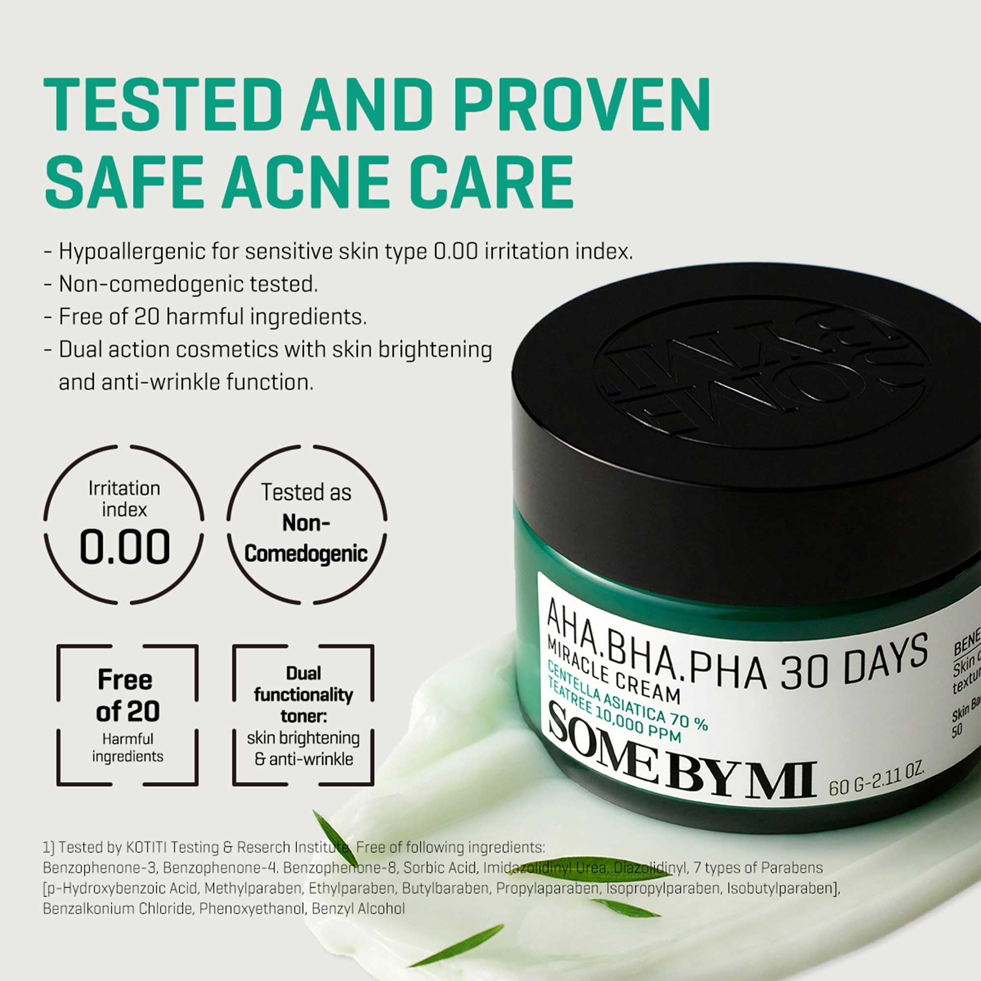 SOME BY MI Crema Miracle 30 Días, textura cremosa de rápida absorción.