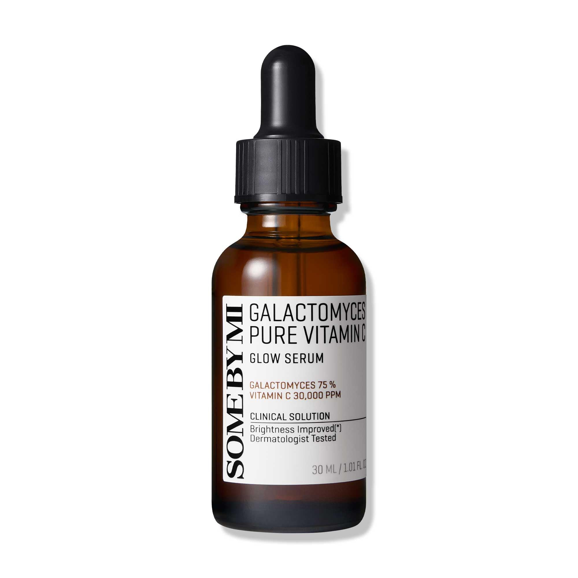 Some By Mi Galactomyces Vitamina C serum, botella, ilumina tono y textura de la piel.