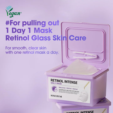 SOME BY MI Retinol Intense Daily Mask sheet close-up emphasizing hydration.