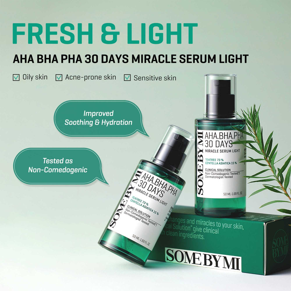 SOME BY MI Serum Light, texture légère qui pénètre rapidement et apaise la peau.