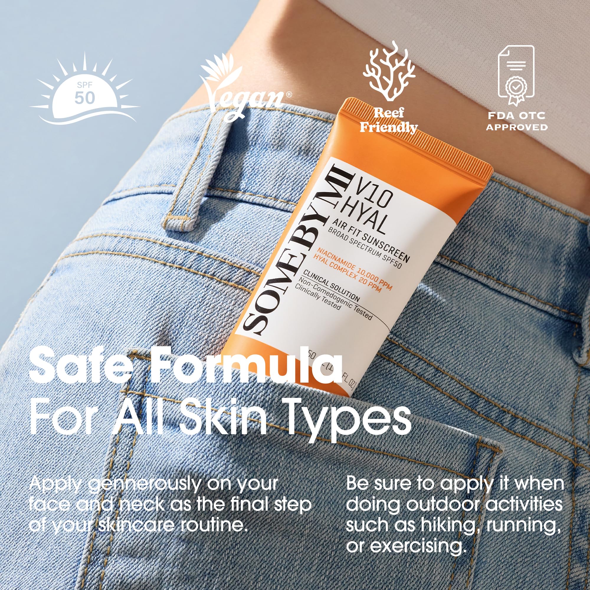 SOME BY MI V10 Hyal Air Fit Sunscreen, acido hialuronico ayuda a hidratar la piel