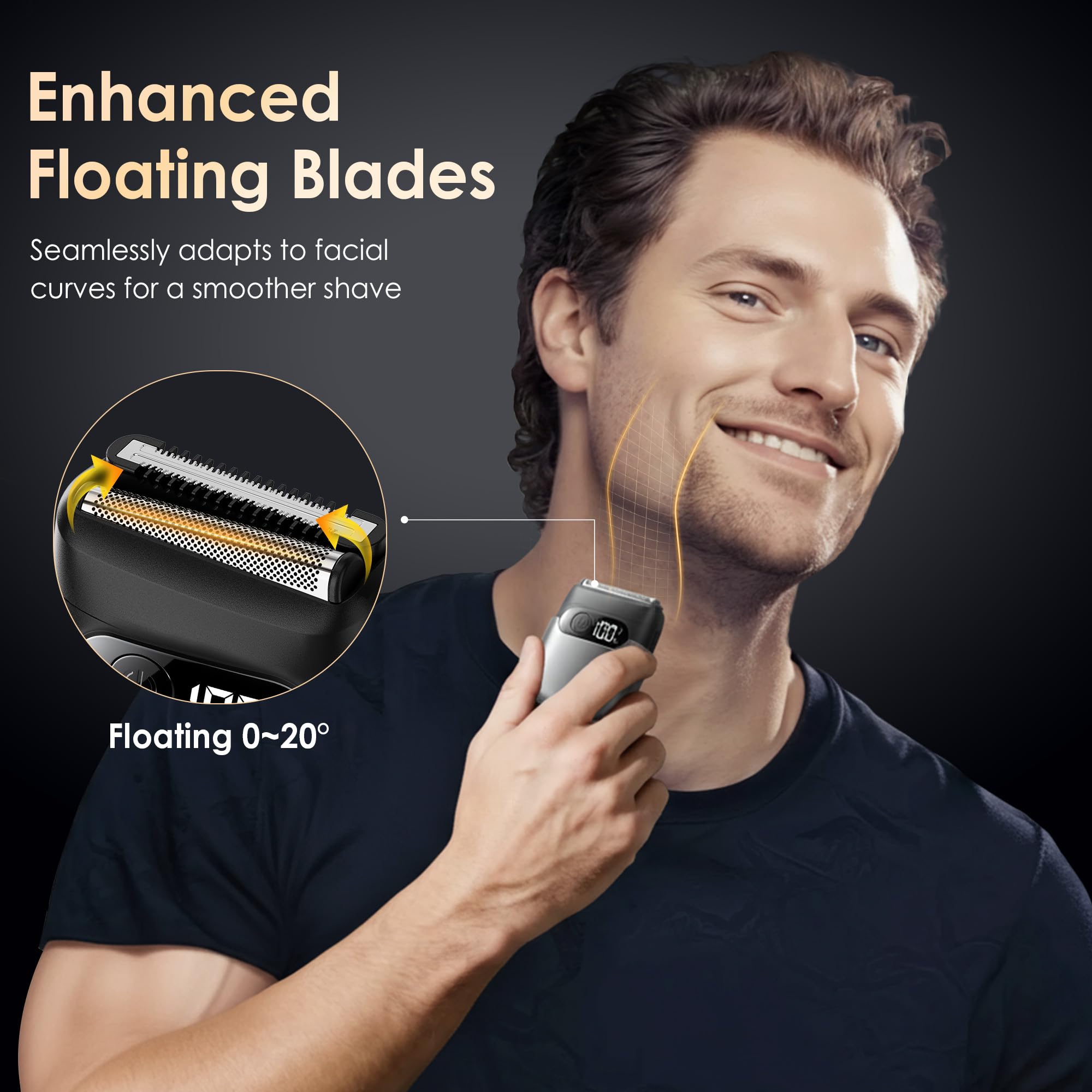 Sonatraxs dual shaving system with foil and trimmer for precise grooming.