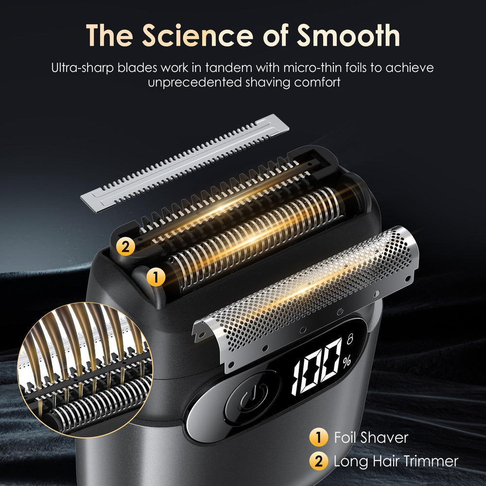 Sonatraxs titanium blades with floating technology for comfortable closeness.