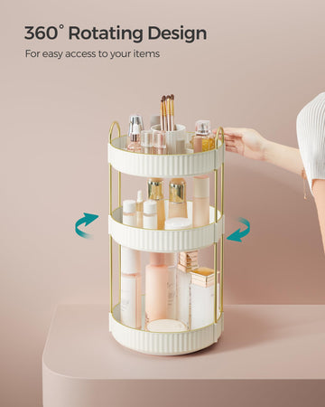 SONGMICS organizador con compartimentos superiores para bases, labiales y perfumes