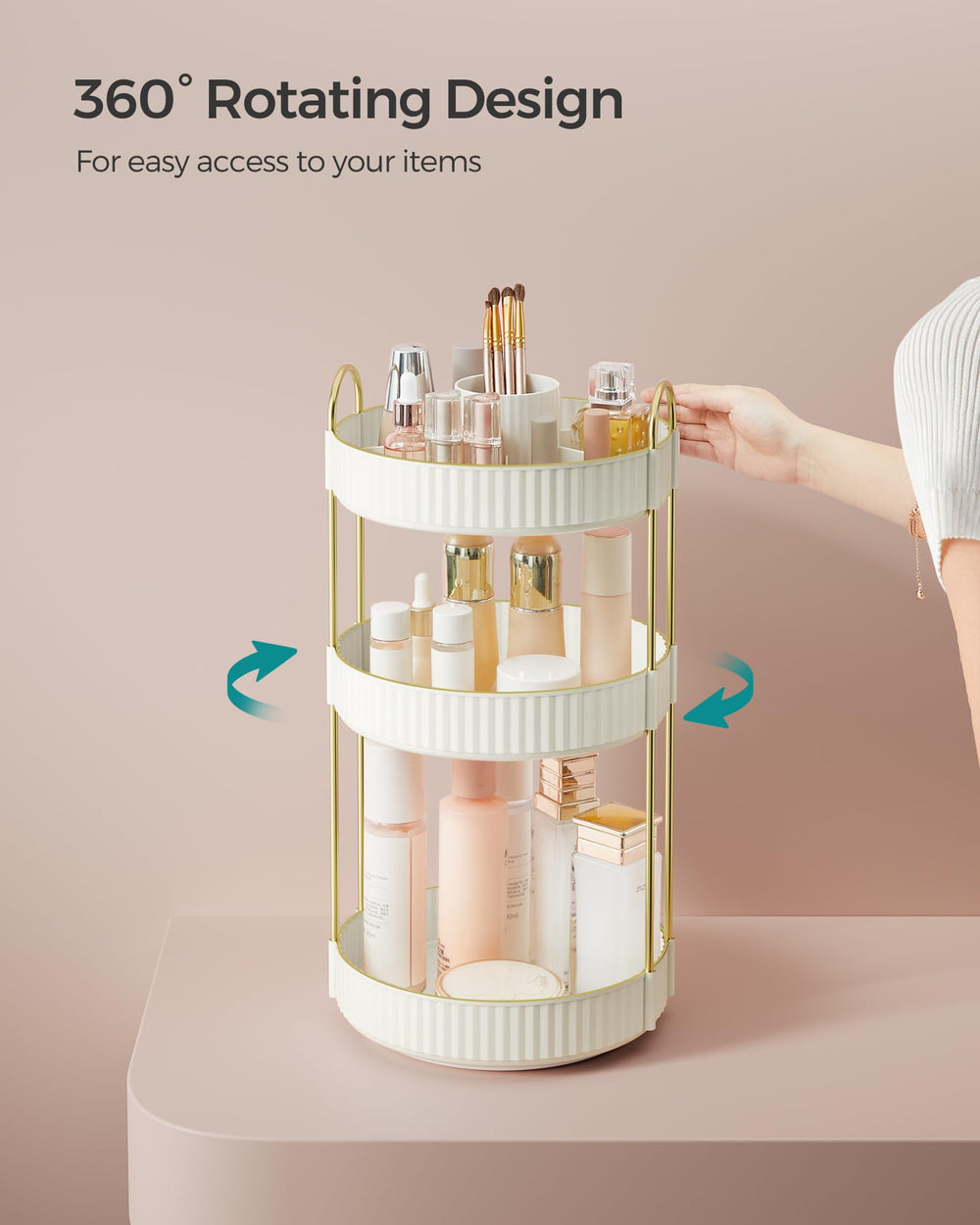 SONGMICS organizador con compartimentos superiores para bases, labiales y perfumes