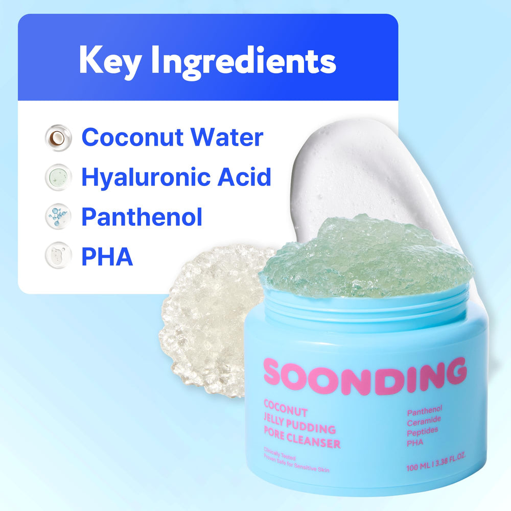 SOONDING Perlas biodegradables visibles para exfoliación suave de la piel.